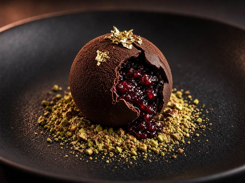 Sphère de cacao noir au cassis